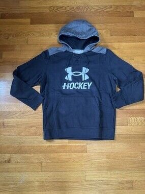 Black And Grey Under Armor Hockey Hoodie Men’s Large FREE SHIPPING
